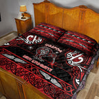 Ngapuhi Aotearoa Meri Kirihimete Quilt Bed Set Maori Kiwi Bird Silver Fern Koru Pattern