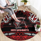 Ngapuhi Aotearoa Meri Kirihimete Round Carpet Maori Kiwi Bird Silver Fern Koru Pattern