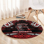 Ngapuhi Aotearoa Meri Kirihimete Round Carpet Maori Kiwi Bird Silver Fern Koru Pattern