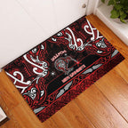Ngapuhi Aotearoa Meri Kirihimete Rubber Doormat Maori Kiwi Bird Silver Fern Koru Pattern