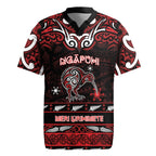 Personalised Ngapuhi Aotearoa Meri Kirihimete Rugby Jersey Maori Kiwi Bird Silver Fern Koru Pattern