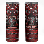 Personalised Ngapuhi Aotearoa Meri Kirihimete Skinny Tumbler Maori Kiwi Bird Silver Fern Koru Pattern