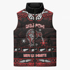 Personalised Ngapuhi Aotearoa Meri Kirihimete Sleeveless Puffer Jacket Maori Kiwi Bird Silver Fern Koru Pattern