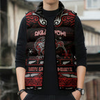 Personalised Ngapuhi Aotearoa Meri Kirihimete Sleeveless Puffer Jacket Maori Kiwi Bird Silver Fern Koru Pattern