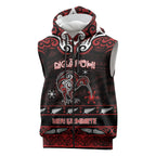 Personalised Ngapuhi Aotearoa Meri Kirihimete Sleeveless Zip Hoodie Maori Kiwi Bird Silver Fern Koru Pattern