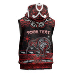 Personalised Ngapuhi Aotearoa Meri Kirihimete Sleeveless Zip Hoodie Maori Kiwi Bird Silver Fern Koru Pattern