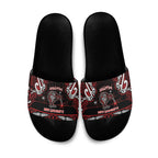 Ngapuhi Aotearoa Meri Kirihimete Slide Sandals Maori Kiwi Bird Silver Fern Koru Pattern