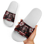 Ngapuhi Aotearoa Meri Kirihimete Slide Sandals Maori Kiwi Bird Silver Fern Koru Pattern
