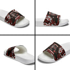 Ngapuhi Aotearoa Meri Kirihimete Slide Sandals Maori Kiwi Bird Silver Fern Koru Pattern