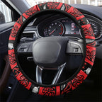Ngapuhi Aotearoa Meri Kirihimete Steering Wheel Cover Maori Kiwi Bird Silver Fern Koru Pattern