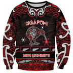 Personalised Ngapuhi Aotearoa Meri Kirihimete Sweatshirt Maori Kiwi Bird Silver Fern Koru Pattern