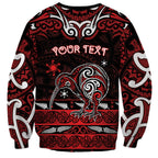 Personalised Ngapuhi Aotearoa Meri Kirihimete Sweatshirt Maori Kiwi Bird Silver Fern Koru Pattern