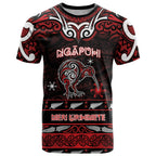 Personalised Ngapuhi Aotearoa Meri Kirihimete T Shirt Maori Kiwi Bird Silver Fern Koru Pattern
