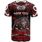 Personalised Ngapuhi Aotearoa Meri Kirihimete T Shirt Maori Kiwi Bird Silver Fern Koru Pattern