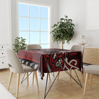 Ngapuhi Aotearoa Meri Kirihimete Tablecloth Maori Kiwi Bird Silver Fern Koru Pattern