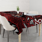 Ngapuhi Aotearoa Meri Kirihimete Tablecloth Maori Kiwi Bird Silver Fern Koru Pattern