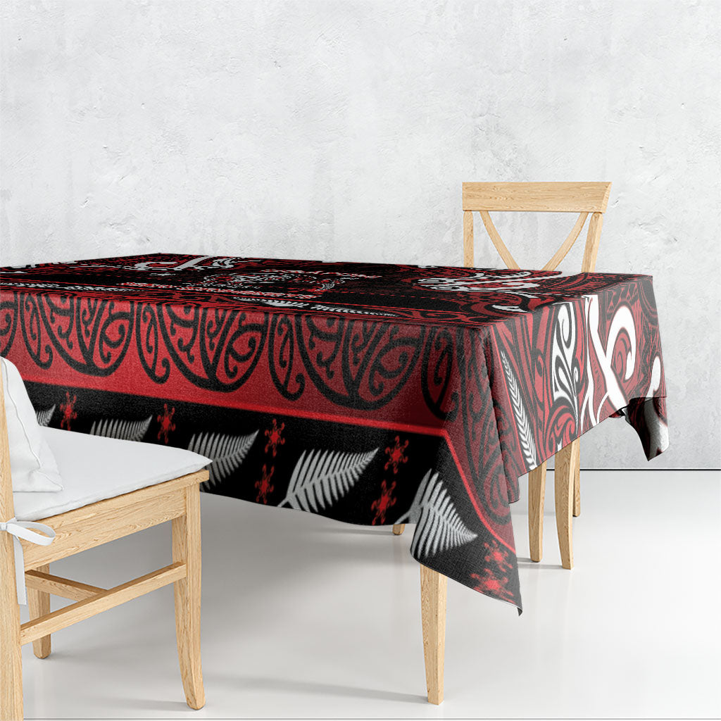 Ngapuhi Aotearoa Meri Kirihimete Tablecloth Maori Kiwi Bird Silver Fern Koru Pattern