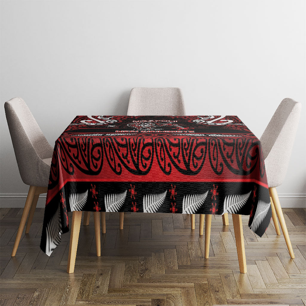 Ngapuhi Aotearoa Meri Kirihimete Tablecloth Maori Kiwi Bird Silver Fern Koru Pattern