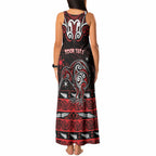 Personalised Ngapuhi Aotearoa Meri Kirihimete Tank Maxi Dress Maori Kiwi Bird Silver Fern Koru Pattern