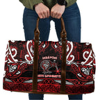 Ngapuhi Aotearoa Meri Kirihimete Travel Bag Maori Kiwi Bird Silver Fern Koru Pattern
