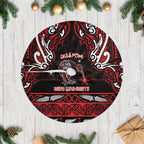 Ngapuhi Aotearoa Meri Kirihimete Tree Skirt Maori Kiwi Bird Silver Fern Koru Pattern