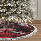 Ngapuhi Aotearoa Meri Kirihimete Tree Skirt Maori Kiwi Bird Silver Fern Koru Pattern