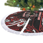 Ngapuhi Aotearoa Meri Kirihimete Tree Skirt Maori Kiwi Bird Silver Fern Koru Pattern