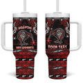 Personalised Ngapuhi Aotearoa Meri Kirihimete Tumbler With Handle Maori Kiwi Bird Silver Fern Koru Pattern