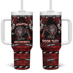 Personalised Ngapuhi Aotearoa Meri Kirihimete Tumbler With Handle Maori Kiwi Bird Silver Fern Koru Pattern