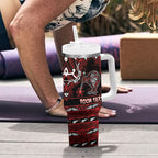 Personalised Ngapuhi Aotearoa Meri Kirihimete Tumbler With Handle Maori Kiwi Bird Silver Fern Koru Pattern