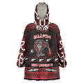 Personalised Ngapuhi Aotearoa Meri Kirihimete Wearable Blanket Hoodie Maori Kiwi Bird Silver Fern Koru Pattern