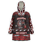 Personalised Ngapuhi Aotearoa Meri Kirihimete Wearable Blanket Hoodie Maori Kiwi Bird Silver Fern Koru Pattern
