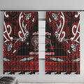Ngapuhi Aotearoa Meri Kirihimete Window Curtain Maori Kiwi Bird Silver Fern Koru Pattern