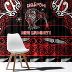 Ngapuhi Aotearoa Meri Kirihimete Window Curtain Maori Kiwi Bird Silver Fern Koru Pattern