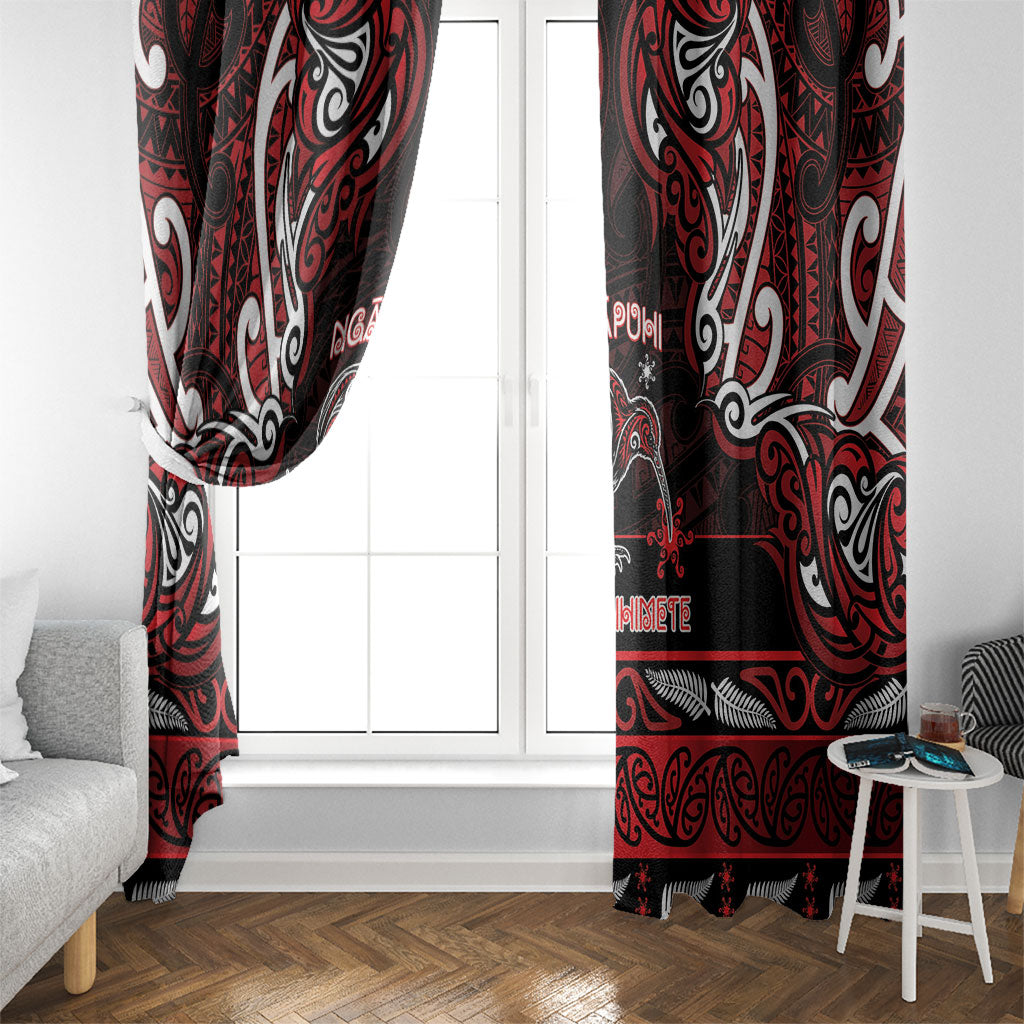 Ngapuhi Aotearoa Meri Kirihimete Window Curtain Maori Kiwi Bird Silver Fern Koru Pattern