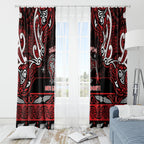 Ngapuhi Aotearoa Meri Kirihimete Window Curtain Maori Kiwi Bird Silver Fern Koru Pattern