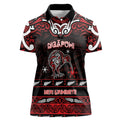 Personalised Ngapuhi Aotearoa Meri Kirihimete Women Polo Shirt Maori Kiwi Bird Silver Fern Koru Pattern