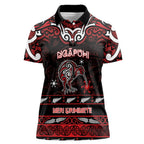Personalised Ngapuhi Aotearoa Meri Kirihimete Women Polo Shirt Maori Kiwi Bird Silver Fern Koru Pattern