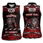 Personalised Ngapuhi Aotearoa Meri Kirihimete Women Sleeveless Polo Shirt Maori Kiwi Bird Silver Fern Koru Pattern
