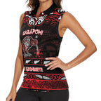 Personalised Ngapuhi Aotearoa Meri Kirihimete Women Sleeveless Polo Shirt Maori Kiwi Bird Silver Fern Koru Pattern