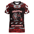 Personalised Ngapuhi Aotearoa Meri Kirihimete Women V-Neck T-Shirt Maori Kiwi Bird Silver Fern Koru Pattern