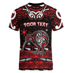 Personalised Ngapuhi Aotearoa Meri Kirihimete Women V-Neck T-Shirt Maori Kiwi Bird Silver Fern Koru Pattern