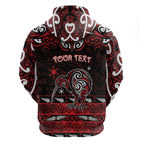 Personalised Ngapuhi Aotearoa Meri Kirihimete Zip Hoodie Maori Kiwi Bird Silver Fern Koru Pattern