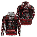 Personalised Ngapuhi Aotearoa Meri Kirihimete Zip Hoodie Maori Kiwi Bird Silver Fern Koru Pattern