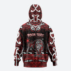 Personalised Ngapuhi Aotearoa Meri Kirihimete Zip Hoodie Maori Kiwi Bird Silver Fern Koru Pattern