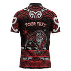 Personalised Ngapuhi Aotearoa Meri Kirihimete Zipper Polo Shirt Maori Kiwi Bird Silver Fern Koru Pattern