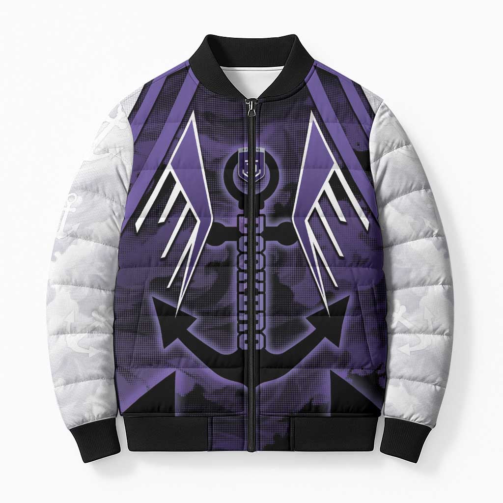 Custom Fremantle Football Bomber Puffer Jacket Dockers Anchor Sporty Style