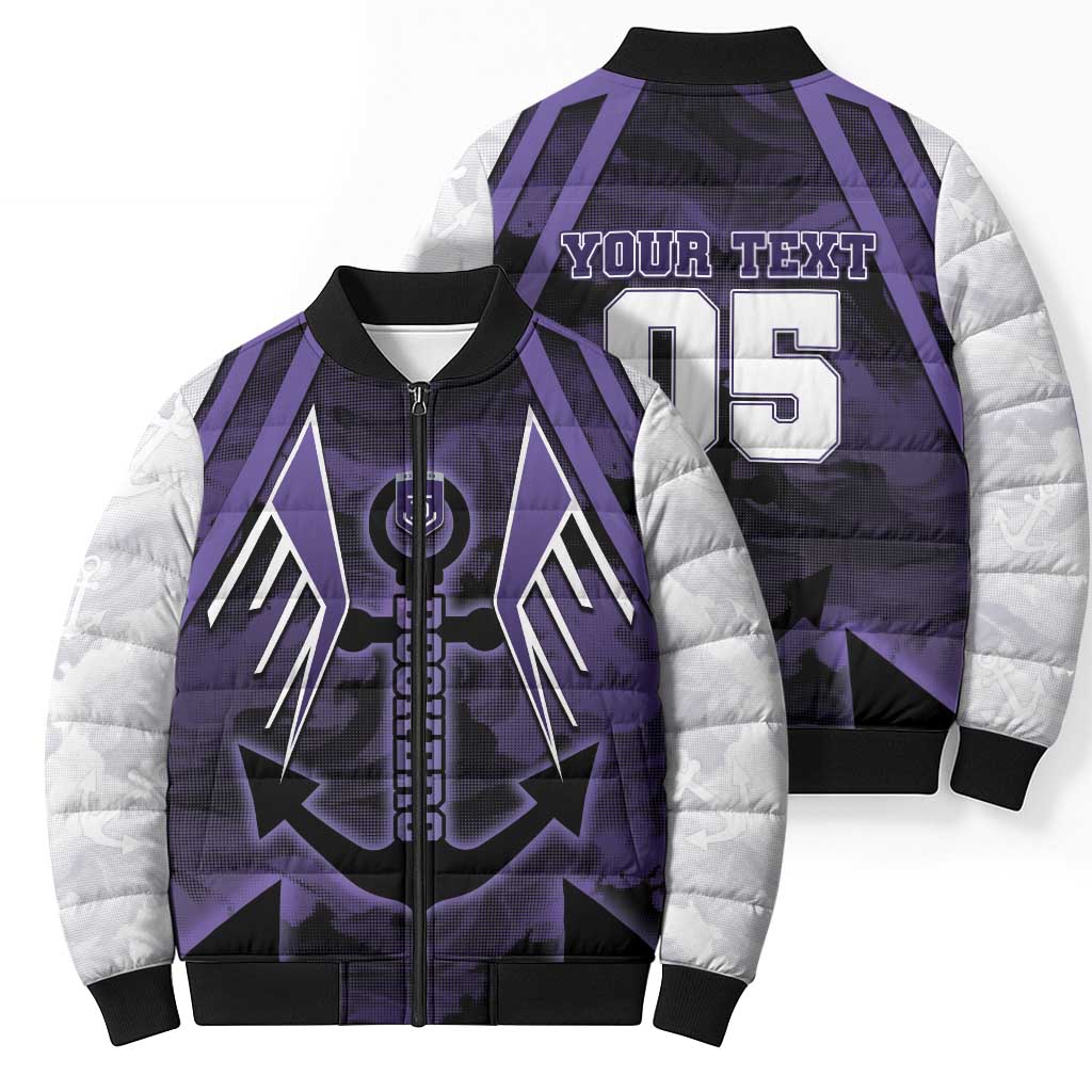 Custom Fremantle Football Bomber Puffer Jacket Dockers Anchor Sporty Style