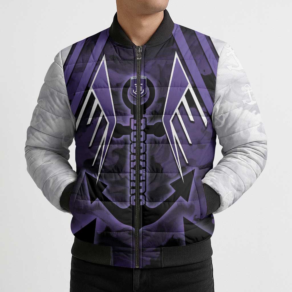 Custom Fremantle Football Bomber Puffer Jacket Dockers Anchor Sporty Style