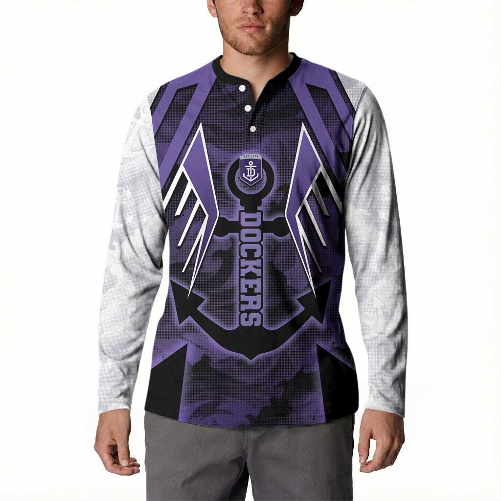 Custom Fremantle Football Button Sweatshirt Dockers Anchor Sporty Style